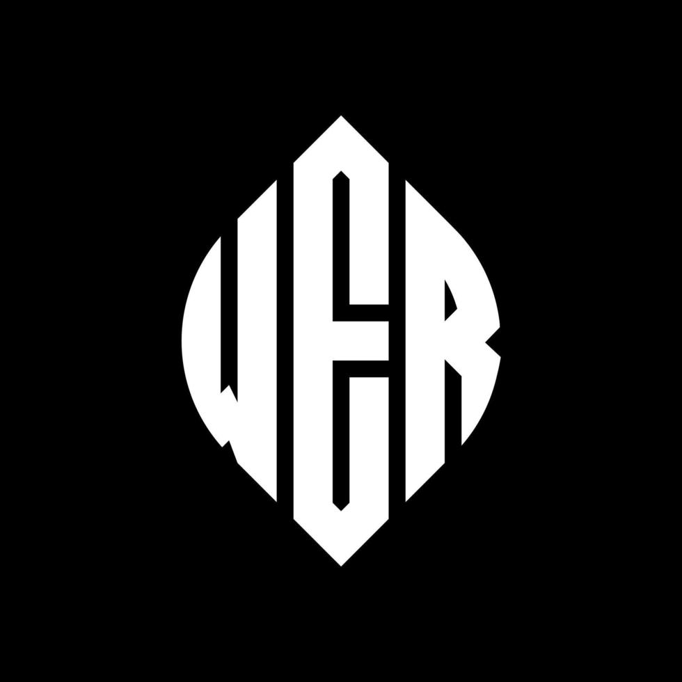 wer cirkel letter logo ontwerp met cirkel en ellipsvorm. wer ellipsletters met typografische stijl. de drie initialen vormen een cirkellogo. wer cirkel embleem abstracte monogram brief mark vector. vector