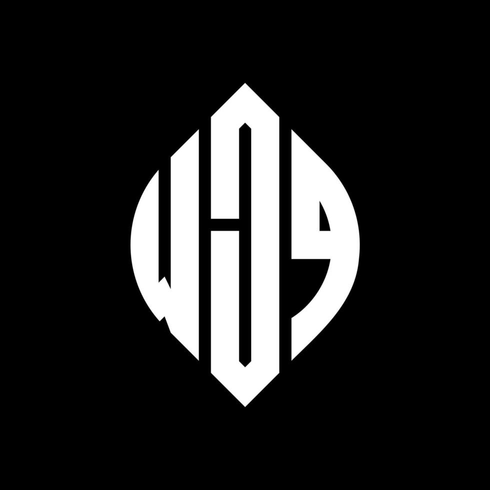wjq cirkel letter logo-ontwerp met cirkel en ellipsvorm. wjq ellipsletters met typografische stijl. de drie initialen vormen een cirkellogo. wjq cirkel embleem abstracte monogram brief mark vector. vector