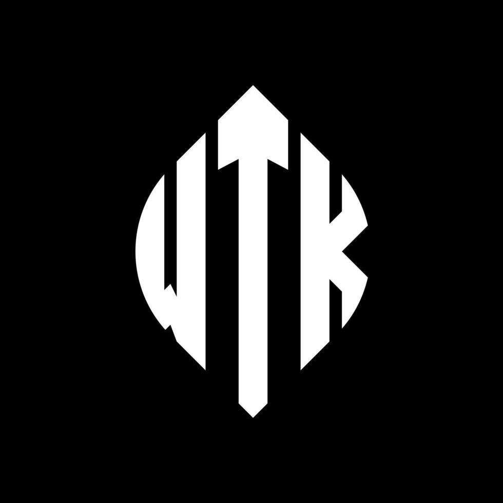 wtk cirkel letter logo ontwerp met cirkel en ellipsvorm. wtk ellipsletters met typografische stijl. de drie initialen vormen een cirkellogo. wtk cirkel embleem abstracte monogram brief mark vector. vector