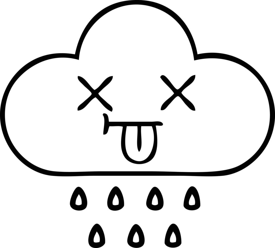 lijntekening cartoon storm regen wolk vector