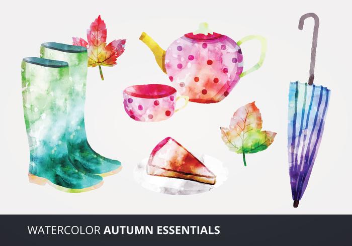 Waterverf Autumn Essentials Vectoren