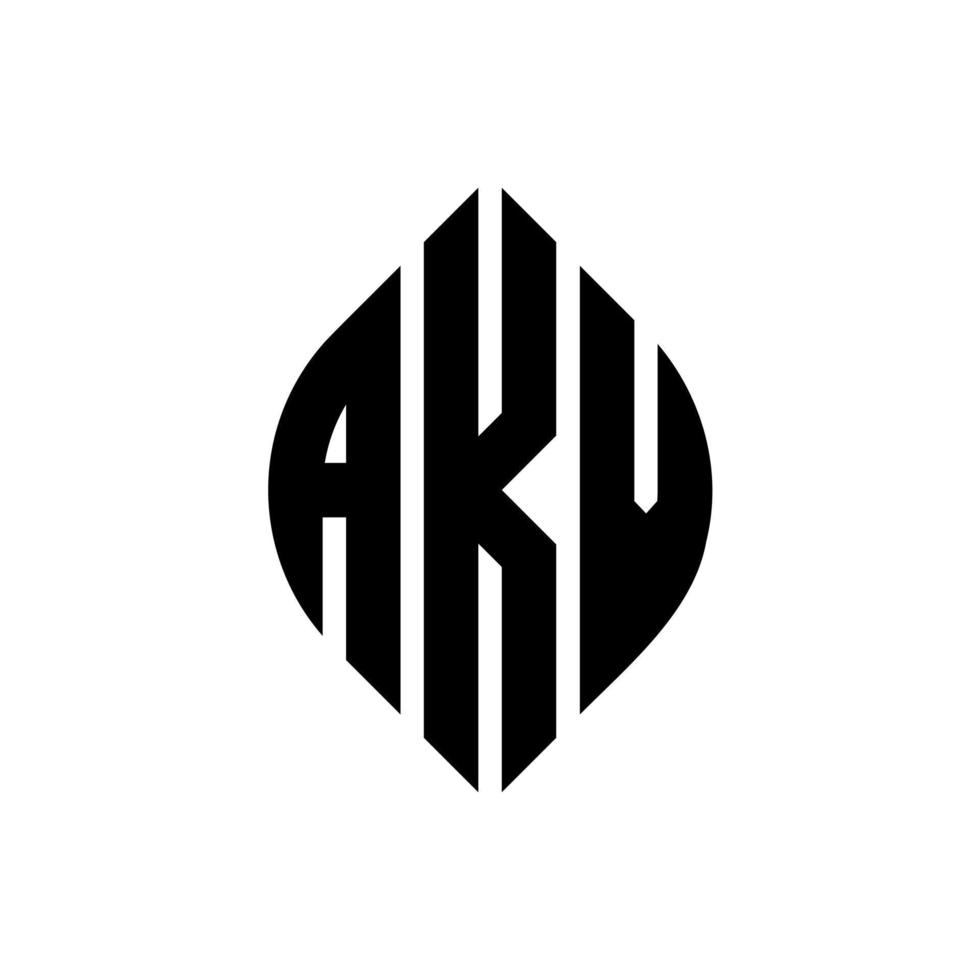 akv cirkel letter logo ontwerp met cirkel en ellipsvorm. akv ellipsletters met typografische stijl. de drie initialen vormen een cirkellogo. akv cirkel embleem abstracte monogram brief mark vector. vector