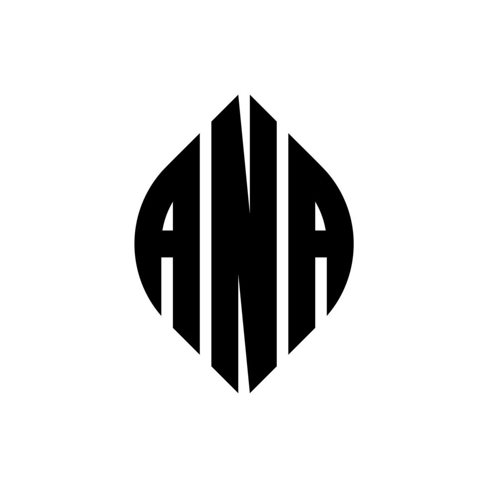 ana cirkel letter logo ontwerp met cirkel en ellipsvorm. ana ellipsletters met typografische stijl. de drie initialen vormen een cirkellogo. ana cirkel embleem abstracte monogram brief mark vector. vector