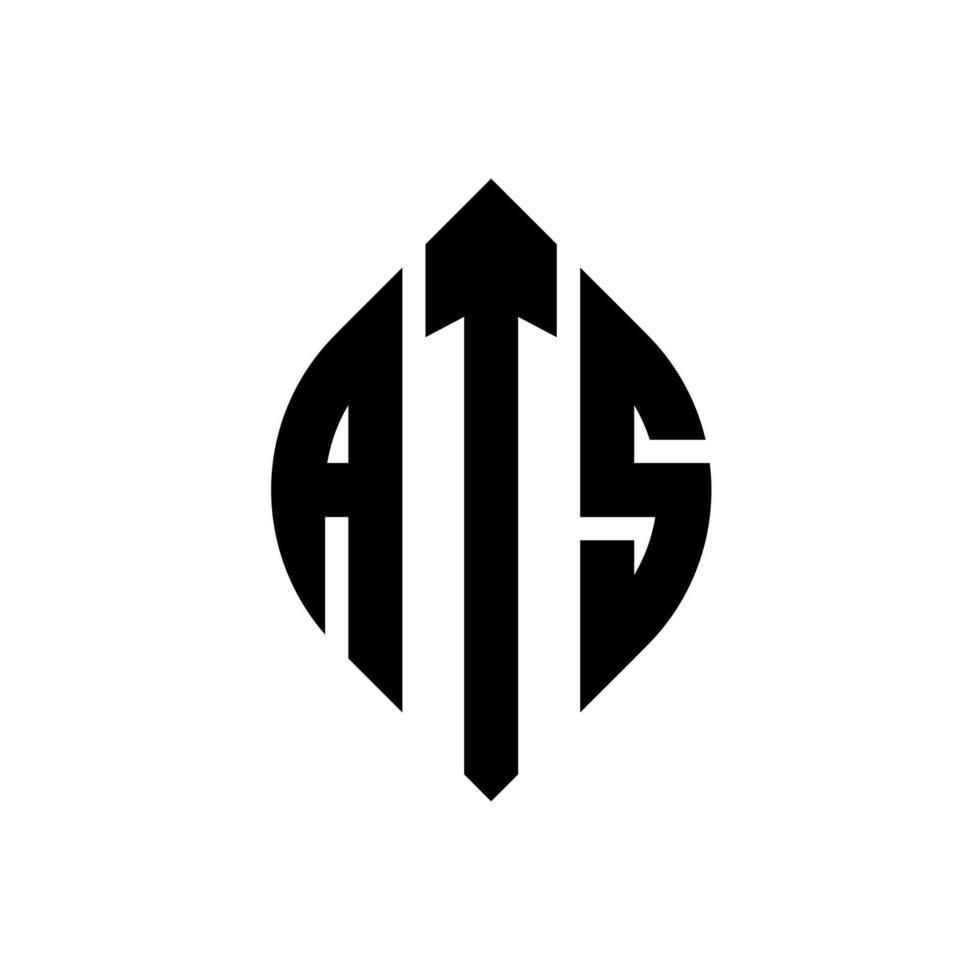 ats cirkel letter logo ontwerp met cirkel en ellipsvorm. ats ellipsletters met typografische stijl. de drie initialen vormen een cirkellogo. ats cirkel embleem abstracte monogram brief mark vector. vector