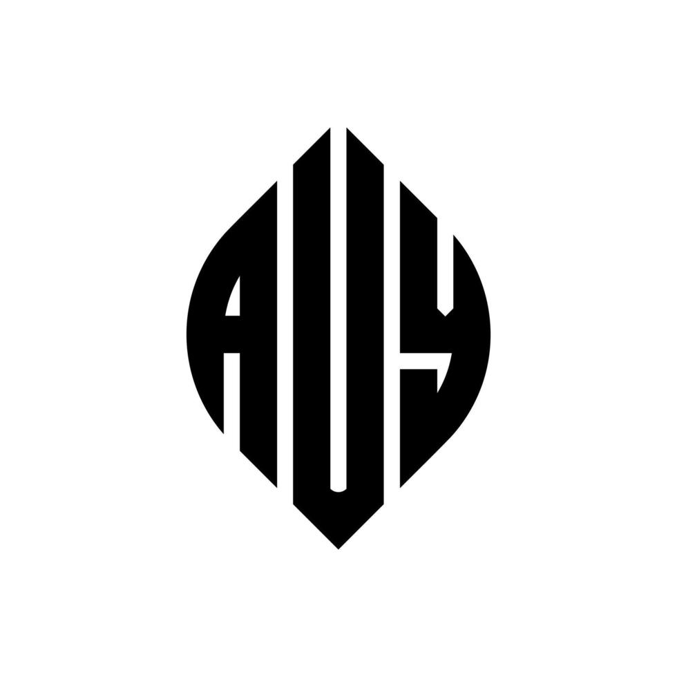 auy cirkel letter logo ontwerp met cirkel en ellipsvorm. auy ellipsletters met typografische stijl. de drie initialen vormen een cirkellogo. auy cirkel embleem abstracte monogram brief mark vector. vector