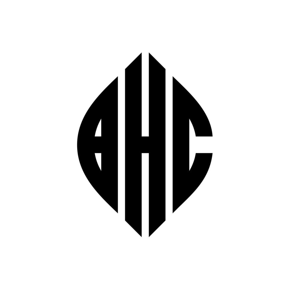 bhc cirkel letter logo-ontwerp met cirkel en ellipsvorm. bhc ellipsletters met typografische stijl. de drie initialen vormen een cirkellogo. bhc cirkel embleem abstracte monogram brief mark vector. vector