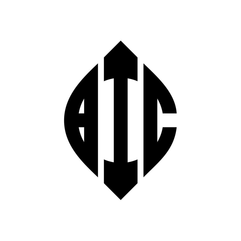 bic cirkel letter logo ontwerp met cirkel en ellipsvorm. bic ellips letters met typografische stijl. de drie initialen vormen een cirkellogo. bic cirkel embleem abstracte monogram brief mark vector. vector