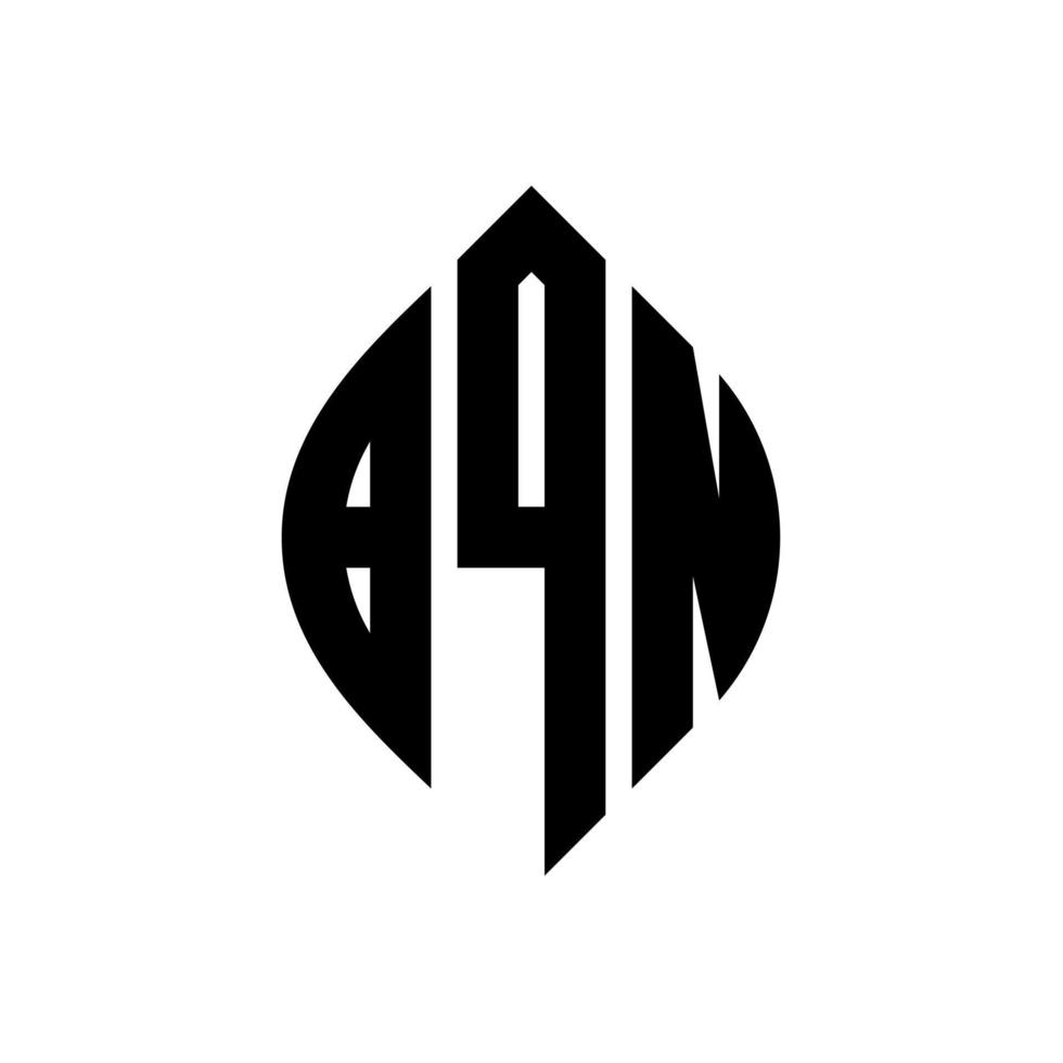 bqn cirkel letter logo-ontwerp met cirkel en ellipsvorm. bqn ellipsletters met typografische stijl. de drie initialen vormen een cirkellogo. bqn cirkel embleem abstracte monogram brief mark vector. vector