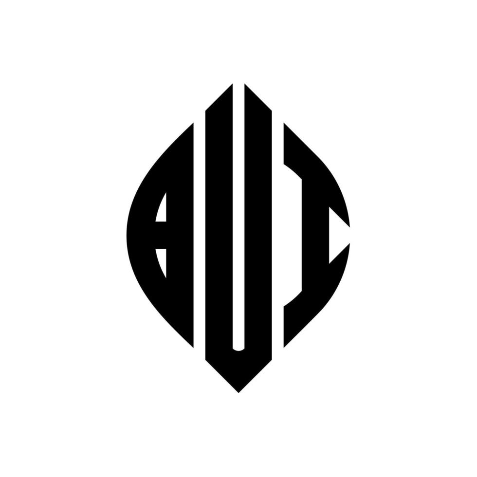 bui cirkel letter logo ontwerp met cirkel en ellipsvorm. bui ellipsletters met typografische stijl. de drie initialen vormen een cirkellogo. bui cirkel embleem abstracte monogram brief mark vector. vector