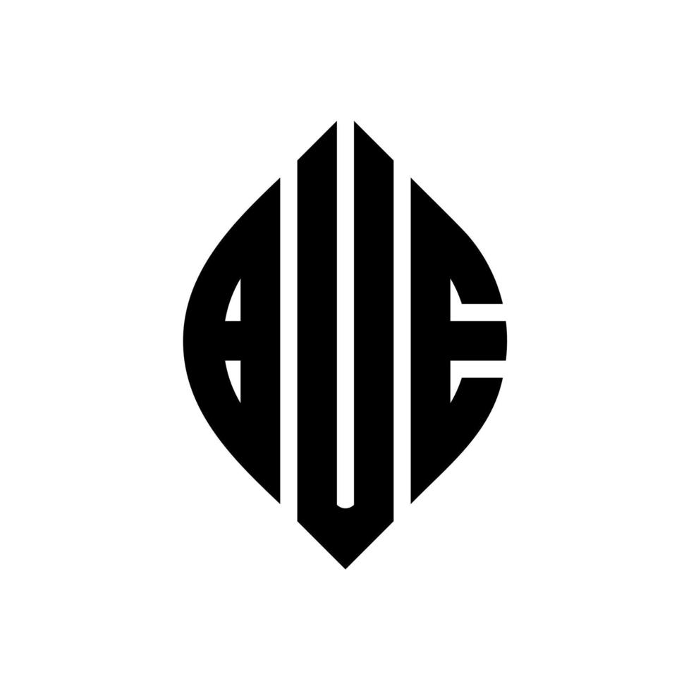 bue cirkel letter logo-ontwerp met cirkel en ellipsvorm. bue ellipsletters met typografische stijl. de drie initialen vormen een cirkellogo. bue cirkel embleem abstracte monogram brief mark vector. vector