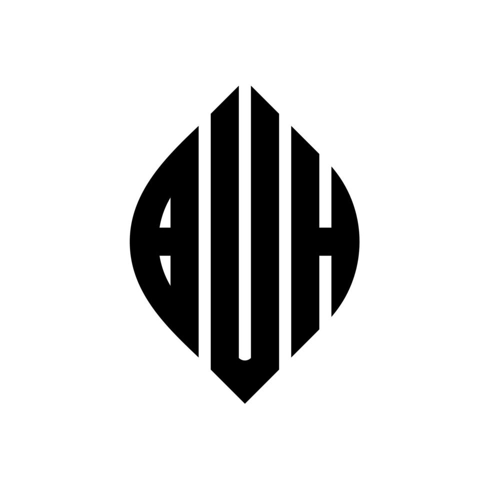 buh cirkel letter logo-ontwerp met cirkel en ellipsvorm. buh ellipsletters met typografische stijl. de drie initialen vormen een cirkellogo. buh cirkel embleem abstracte monogram brief mark vector. vector