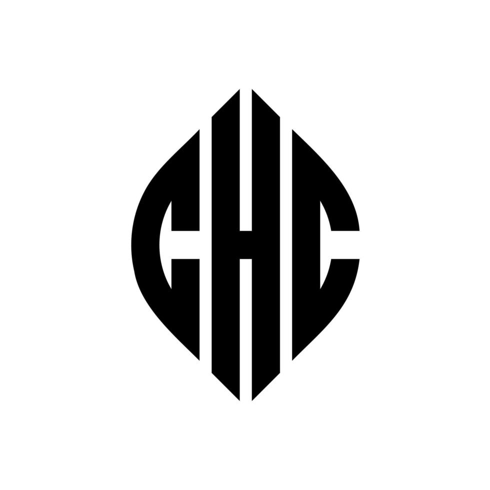 chc cirkel letter logo ontwerp met cirkel en ellipsvorm. chc ellipsletters met typografische stijl. de drie initialen vormen een cirkellogo. chc cirkel embleem abstracte monogram brief mark vector. vector