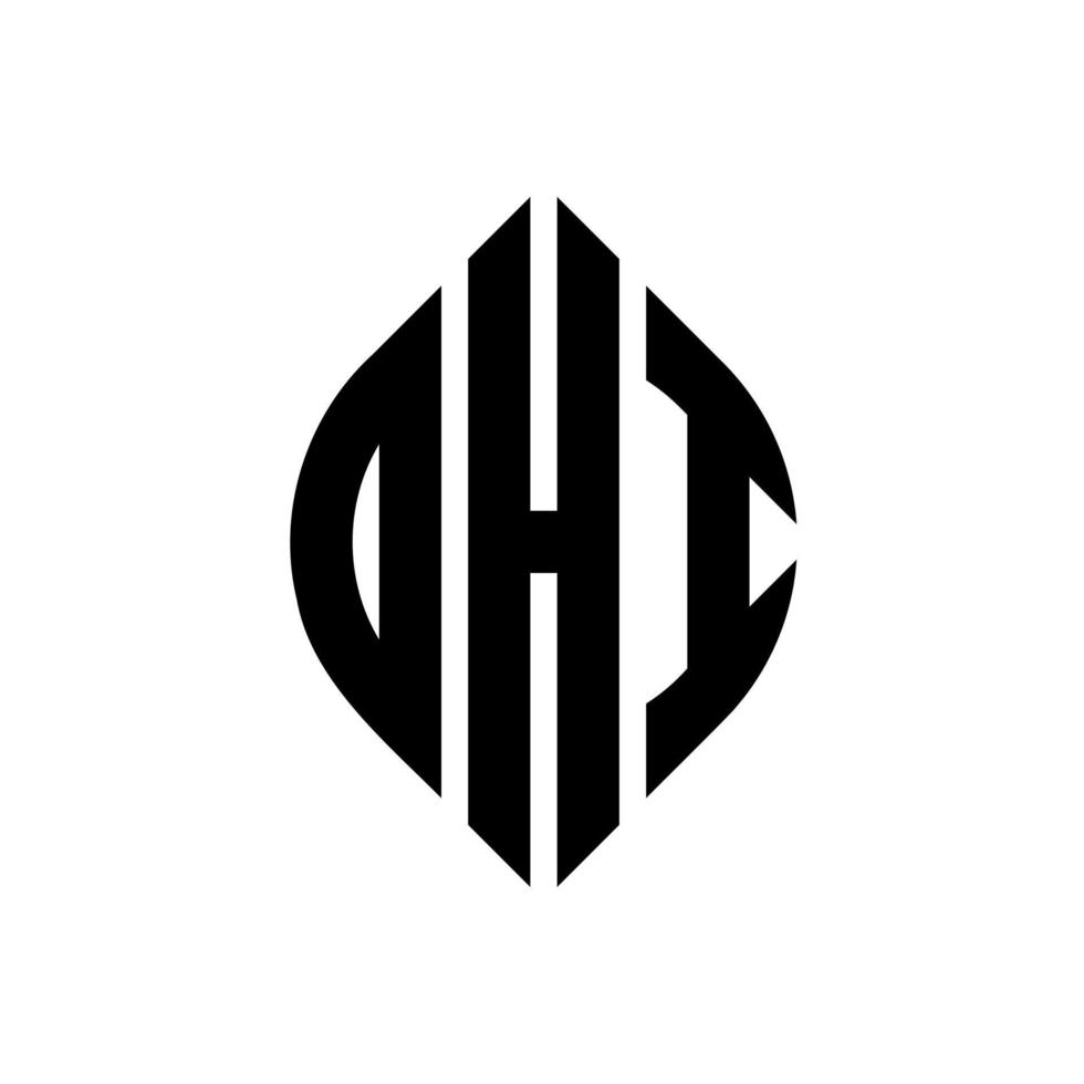 dhi cirkel letter logo ontwerp met cirkel en ellipsvorm. dhi-ellipsletters met typografische stijl. de drie initialen vormen een cirkellogo. dhi cirkel embleem abstracte monogram brief mark vector. vector