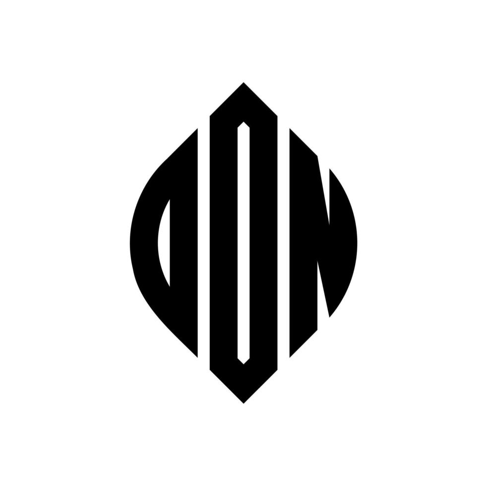 don circle letter logo-ontwerp met cirkel en ellipsvorm. don ellips letters met typografische stijl. de drie initialen vormen een cirkellogo. don cirkel embleem abstracte monogram brief mark vector. vector