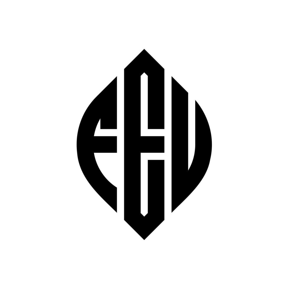 feu cirkel letter logo ontwerp met cirkel en ellipsvorm. feu ellipsletters met typografische stijl. de drie initialen vormen een cirkellogo. feu cirkel embleem abstracte monogram brief mark vector. vector