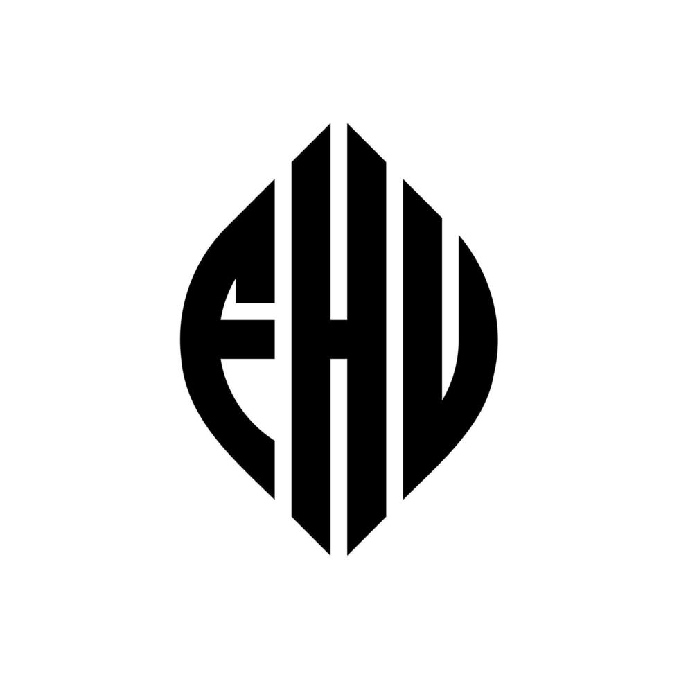 fhu cirkel letter logo ontwerp met cirkel en ellipsvorm. fhu ellipsletters met typografische stijl. de drie initialen vormen een cirkellogo. fhu cirkel embleem abstracte monogram brief mark vector. vector