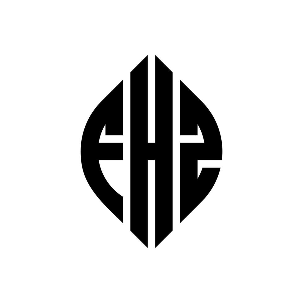 fhz cirkel letter logo ontwerp met cirkel en ellipsvorm. fhz ellipsletters met typografische stijl. de drie initialen vormen een cirkellogo. fhz cirkel embleem abstracte monogram brief mark vector. vector