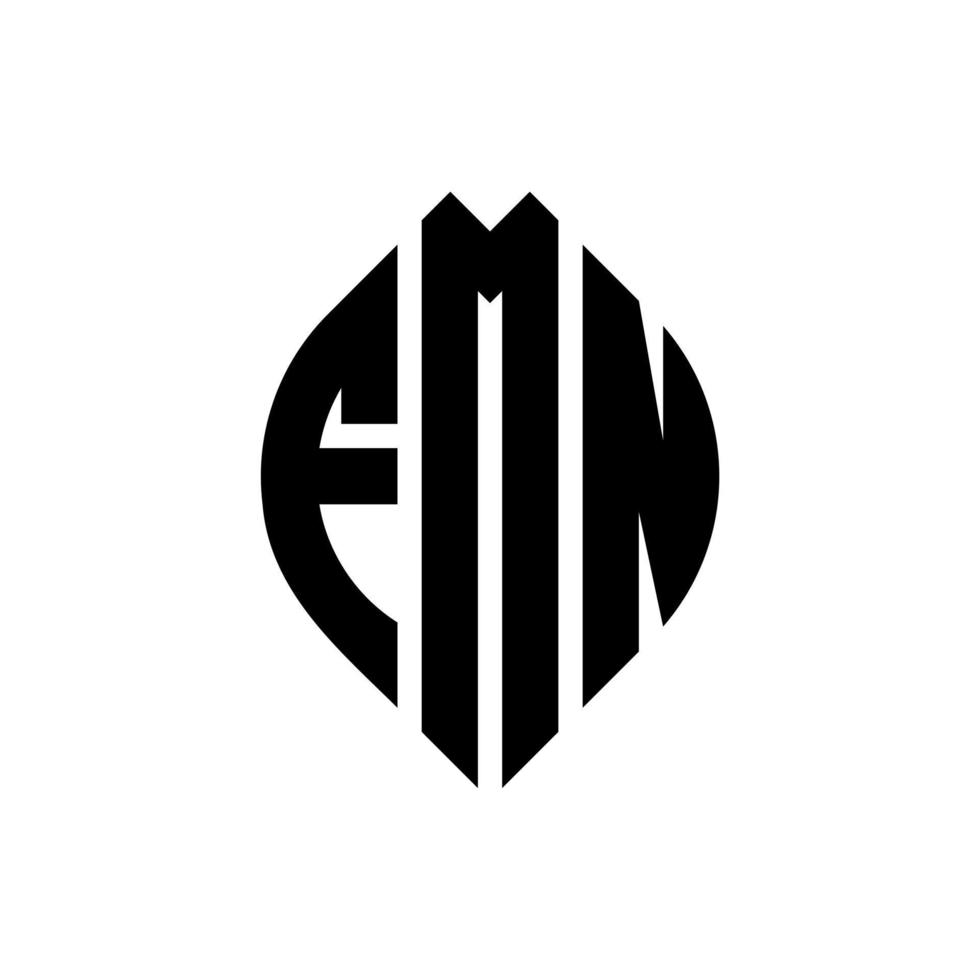 fmn cirkel letter logo ontwerp met cirkel en ellipsvorm. fmn ellipsletters met typografische stijl. de drie initialen vormen een cirkellogo. fmn cirkel embleem abstracte monogram brief mark vector. vector