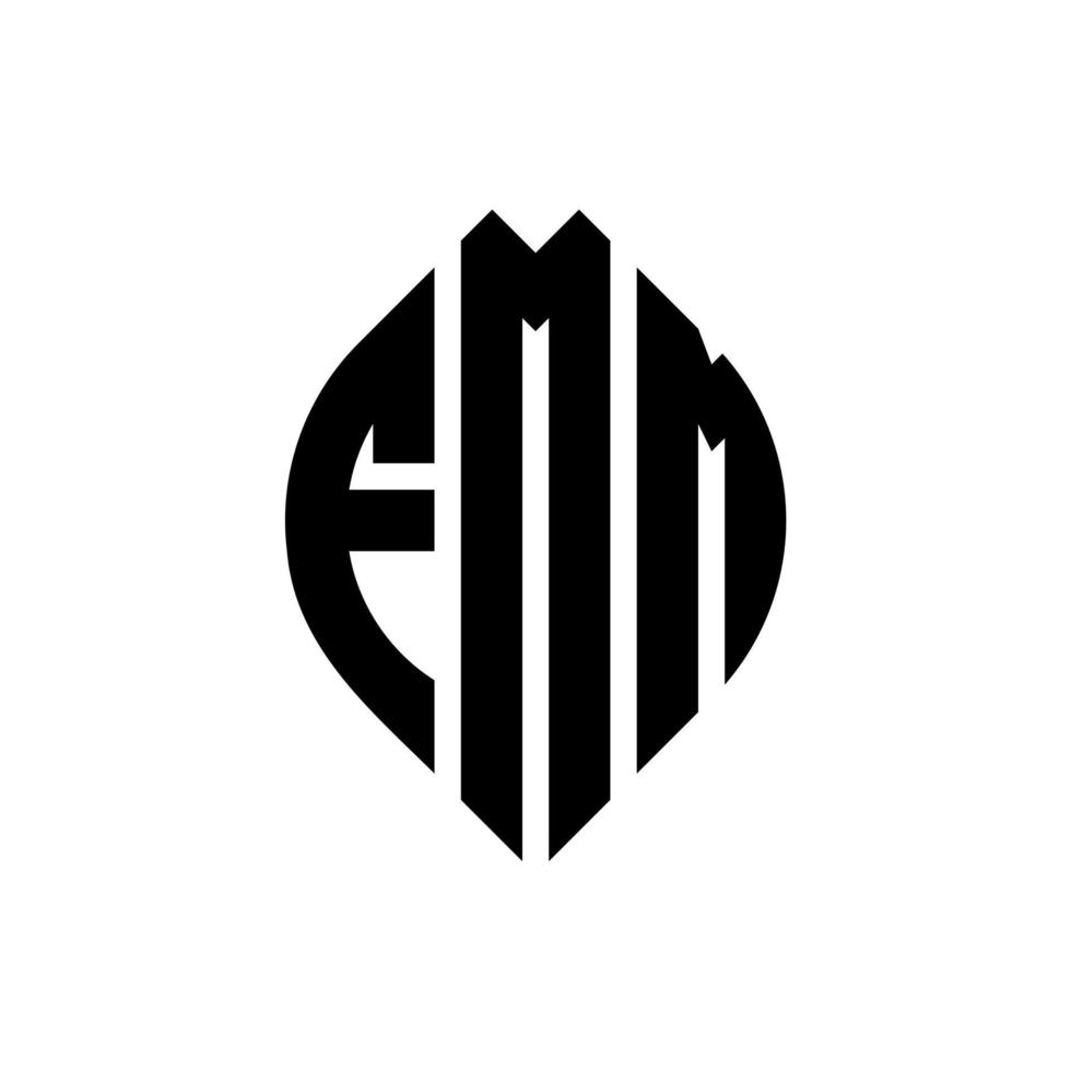 fmm cirkel letter logo-ontwerp met cirkel en ellipsvorm. fmm ellipsletters met typografische stijl. de drie initialen vormen een cirkellogo. fmm cirkel embleem abstracte monogram brief mark vector. vector