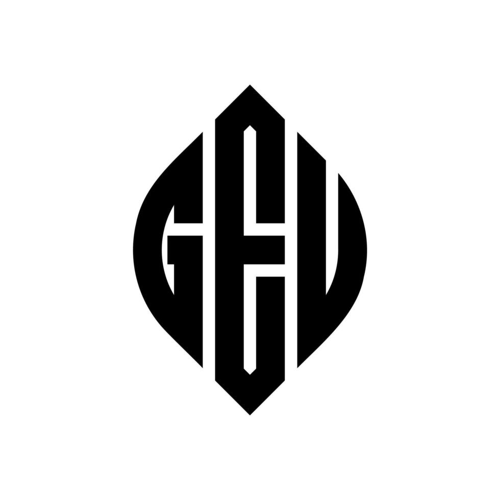 geu cirkel letter logo ontwerp met cirkel en ellipsvorm. geu ellipsletters met typografische stijl. de drie initialen vormen een cirkellogo. geu cirkel embleem abstracte monogram brief mark vector. vector