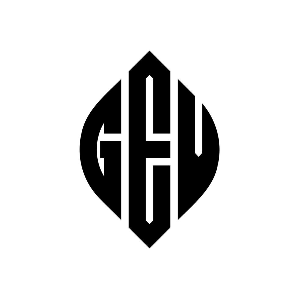 gev cirkel letter logo ontwerp met cirkel en ellipsvorm. gev ellipsletters met typografische stijl. de drie initialen vormen een cirkellogo. gev cirkel embleem abstracte monogram brief mark vector. vector