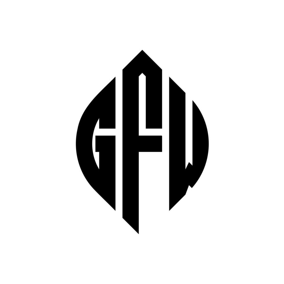 gfw cirkel letter logo ontwerp met cirkel en ellipsvorm. gfw ellipsletters met typografische stijl. de drie initialen vormen een cirkellogo. gfw cirkel embleem abstracte monogram brief mark vector. vector