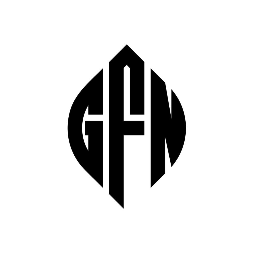 gfn cirkel letter logo-ontwerp met cirkel en ellipsvorm. gfn ellipsletters met typografische stijl. de drie initialen vormen een cirkellogo. gfn cirkel embleem abstracte monogram brief mark vector. vector