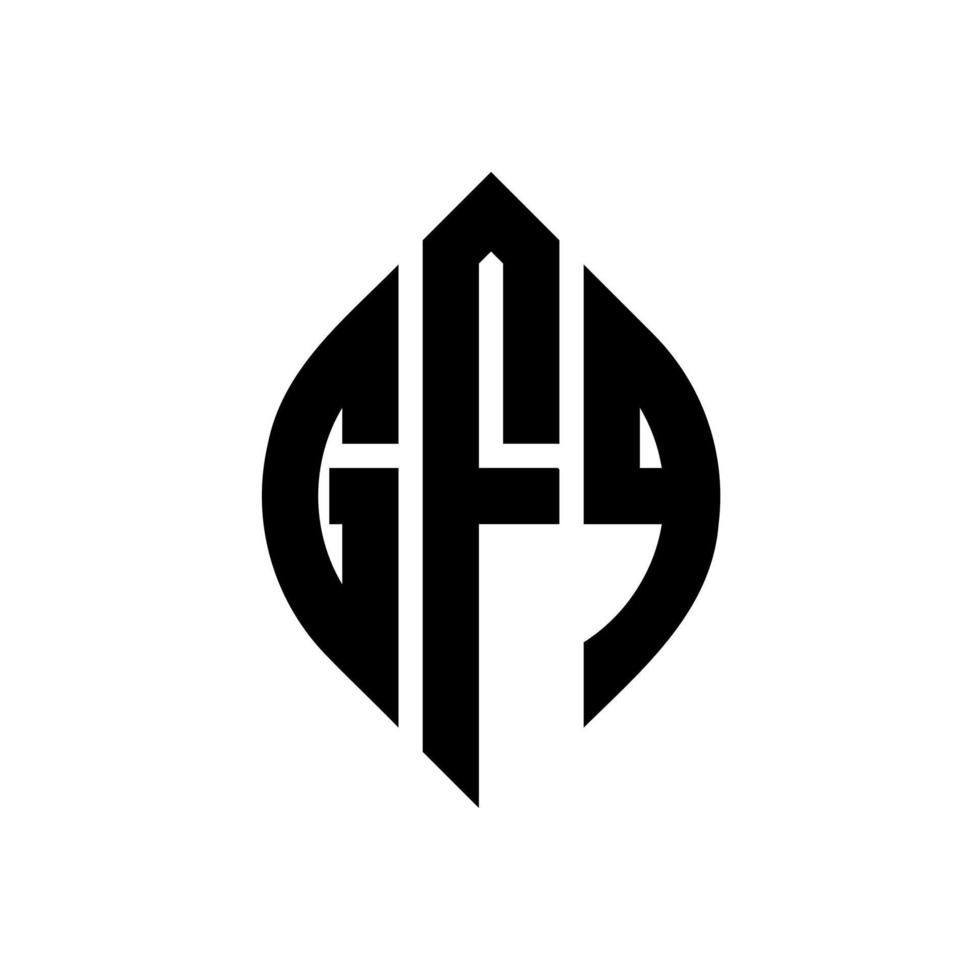 gfq cirkel letter logo ontwerp met cirkel en ellipsvorm. gfq ellipsletters met typografische stijl. de drie initialen vormen een cirkellogo. gfq cirkel embleem abstracte monogram brief mark vector. vector