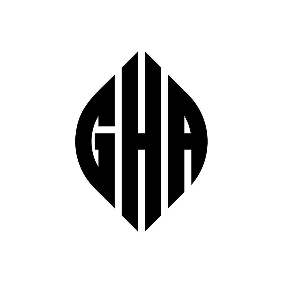 gha cirkel letter logo ontwerp met cirkel en ellipsvorm. gha ellipsletters met typografische stijl. de drie initialen vormen een cirkellogo. gha cirkel embleem abstracte monogram brief mark vector. vector