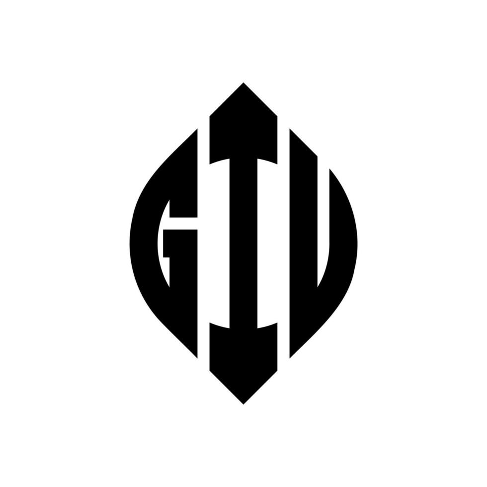 giu cirkel letter logo-ontwerp met cirkel en ellipsvorm. giu ellipsletters met typografische stijl. de drie initialen vormen een cirkellogo. giu cirkel embleem abstracte monogram brief mark vector. vector