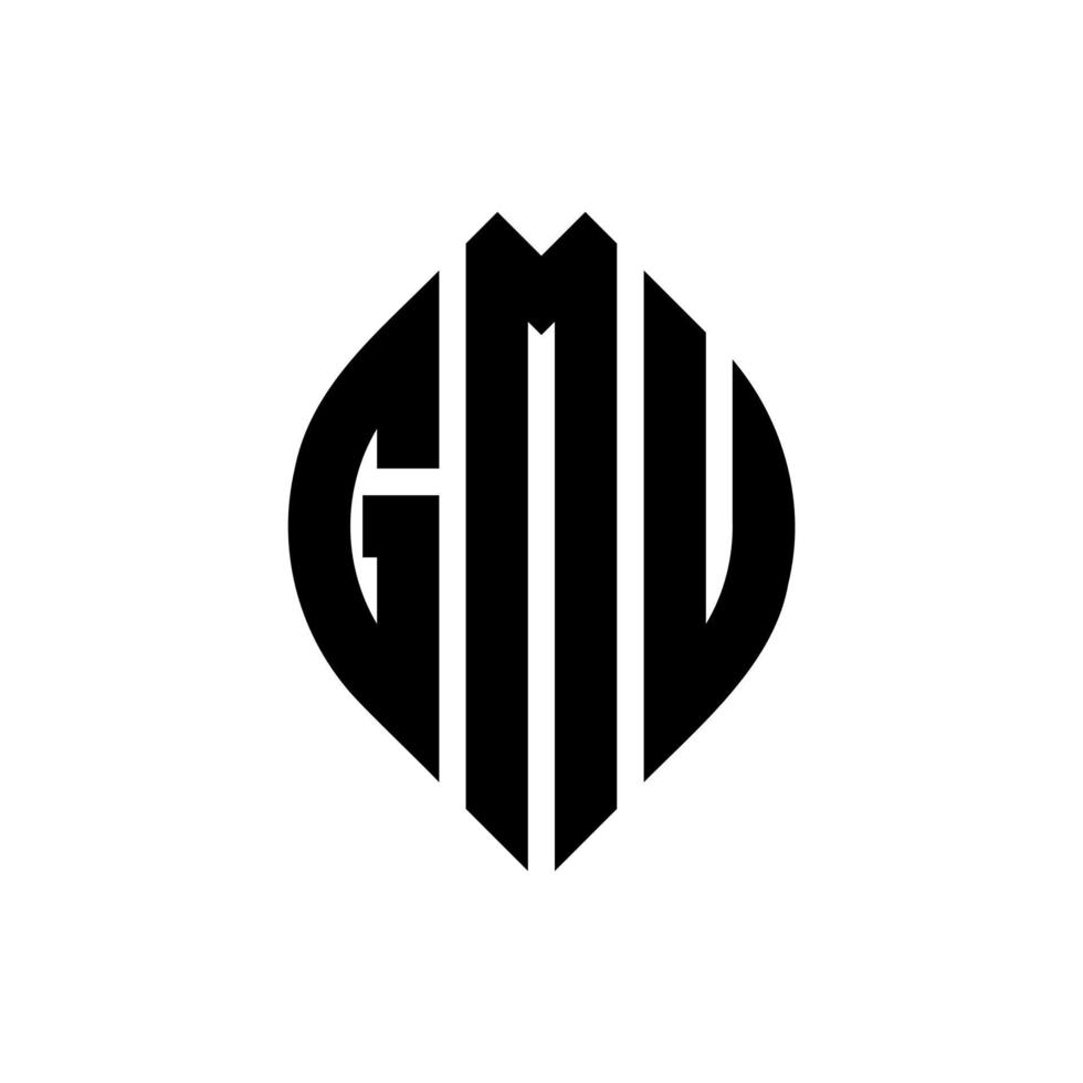 gmu cirkel letter logo ontwerp met cirkel en ellipsvorm. gmu-ellipsletters met typografische stijl. de drie initialen vormen een cirkellogo. gmu cirkel embleem abstracte monogram brief mark vector. vector