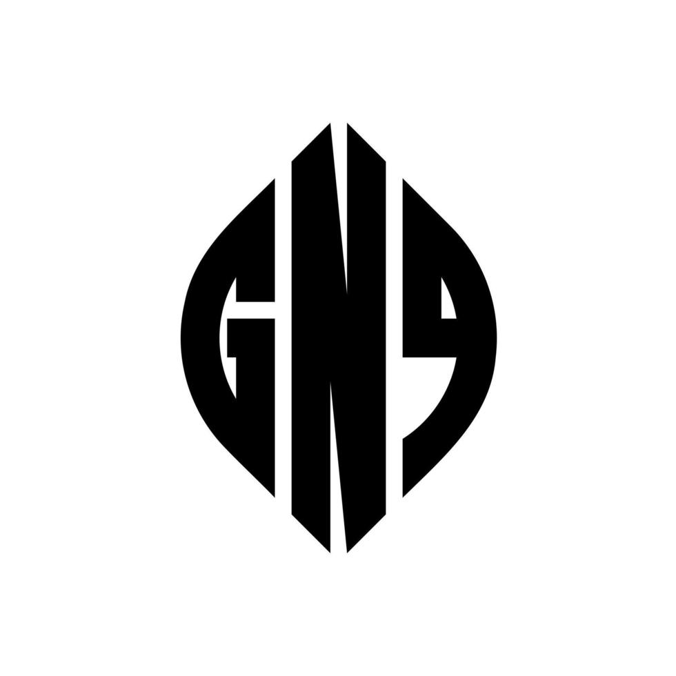 gnq cirkel letter logo-ontwerp met cirkel en ellipsvorm. gnq ellipsletters met typografische stijl. de drie initialen vormen een cirkellogo. gnq cirkel embleem abstracte monogram brief mark vector. vector