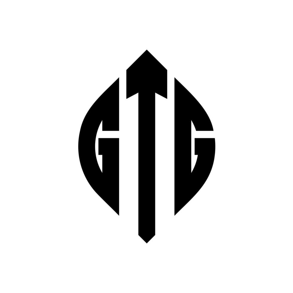 gtg cirkel letter logo-ontwerp met cirkel en ellipsvorm. gtg ellipsletters met typografische stijl. de drie initialen vormen een cirkellogo. gtg cirkel embleem abstracte monogram brief mark vector. vector