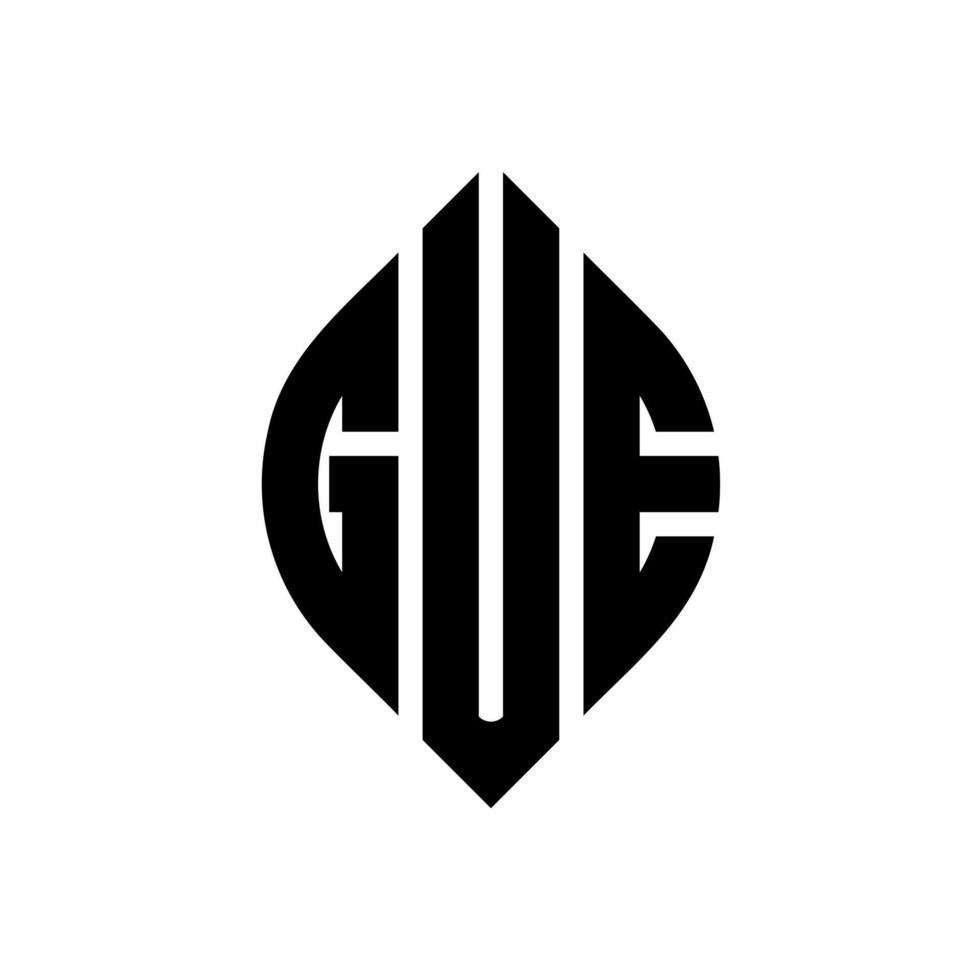 gue cirkel brief logo ontwerp met cirkel en ellipsvorm. gue ellips letters met typografische stijl. de drie initialen vormen een cirkellogo. gue cirkel embleem abstracte monogram brief mark vector. vector