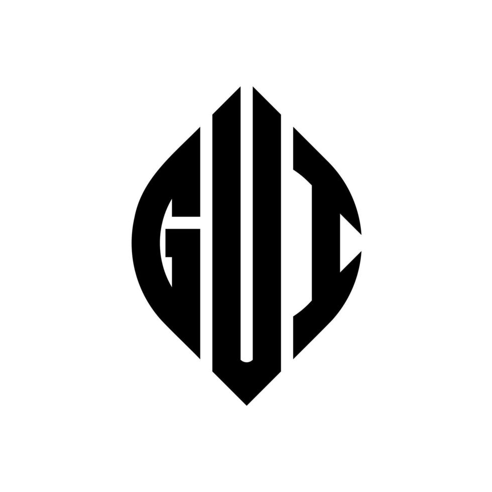 gui cirkel letter logo ontwerp met cirkel en ellipsvorm. gui-ellipsletters met typografische stijl. de drie initialen vormen een cirkellogo. gui cirkel embleem abstracte monogram brief mark vector. vector