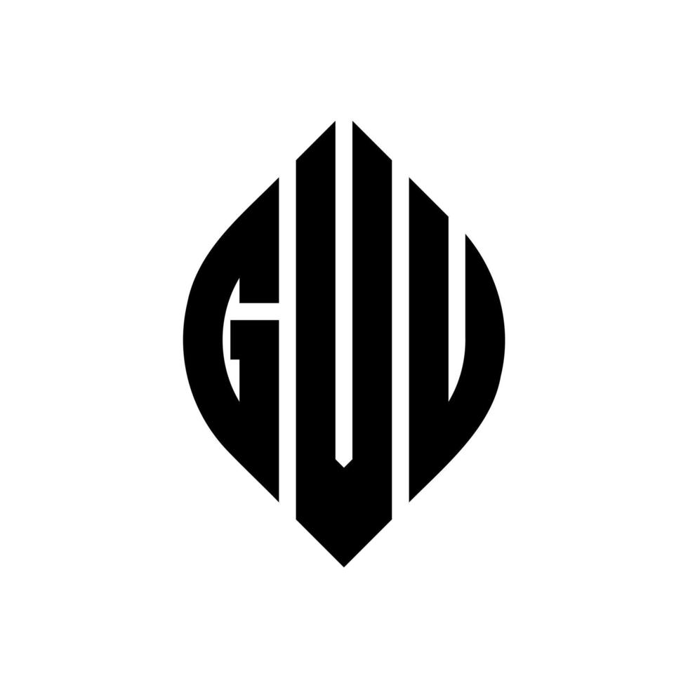 guu cirkel letter logo ontwerp met cirkel en ellipsvorm. guu ellipsletters met typografische stijl. de drie initialen vormen een cirkellogo. guu cirkel embleem abstracte monogram brief mark vector. vector