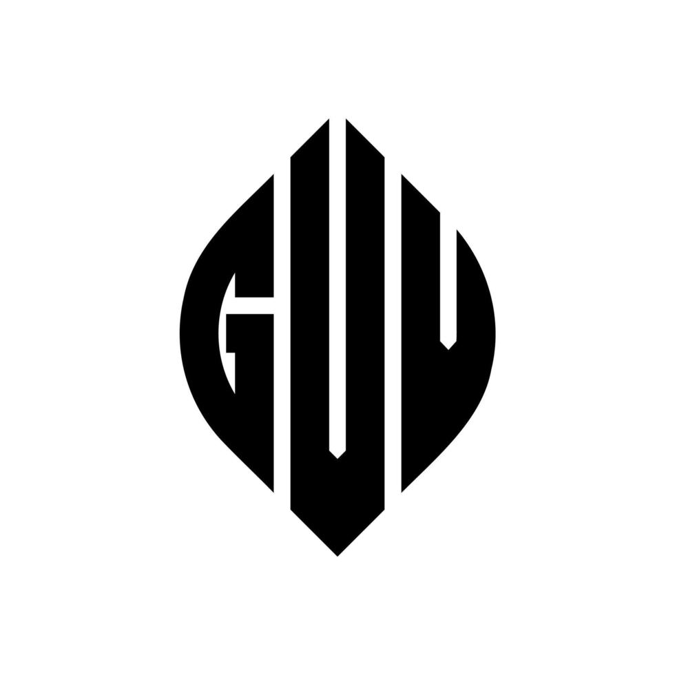 guv cirkel letter logo-ontwerp met cirkel en ellipsvorm. guv-ellipsletters met typografische stijl. de drie initialen vormen een cirkellogo. Guv cirkel embleem abstracte monogram brief mark vector. vector