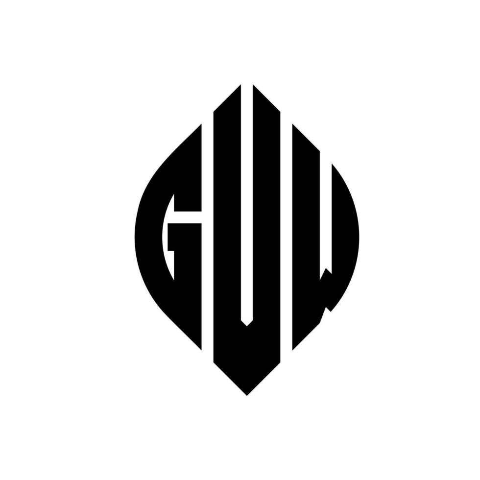 guw cirkel letter logo ontwerp met cirkel en ellipsvorm. guw ellipsletters met typografische stijl. de drie initialen vormen een cirkellogo. guw cirkel embleem abstracte monogram brief mark vector. vector