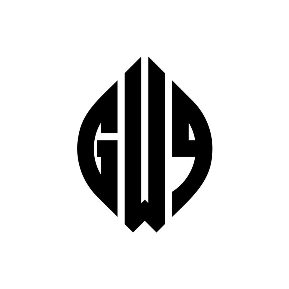 gwq cirkel letter logo-ontwerp met cirkel en ellipsvorm. gwq ellipsletters met typografische stijl. de drie initialen vormen een cirkellogo. gwq cirkel embleem abstracte monogram brief mark vector. vector