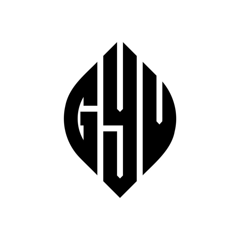 gyv cirkel letter logo ontwerp met cirkel en ellipsvorm. gyv ellipsletters met typografische stijl. de drie initialen vormen een cirkellogo. gyv cirkel embleem abstracte monogram brief mark vector. vector