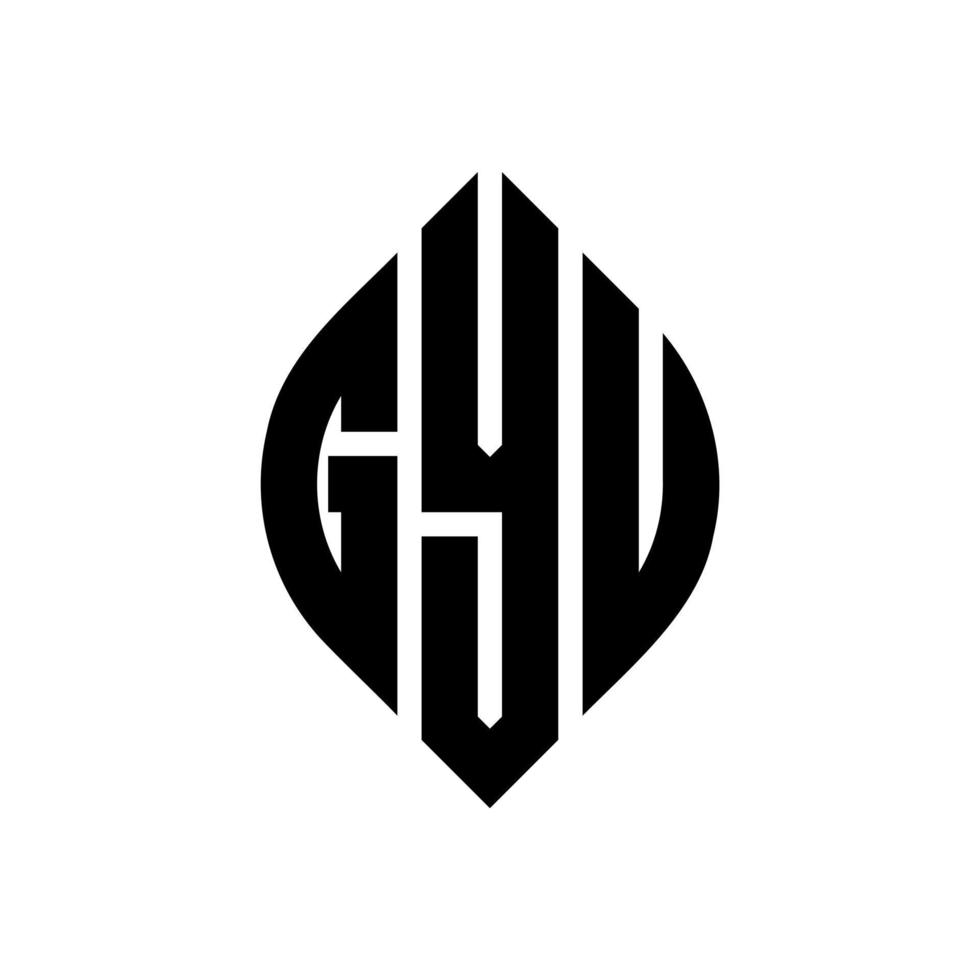 gyu cirkel letter logo ontwerp met cirkel en ellipsvorm. gyu ellipsletters met typografische stijl. de drie initialen vormen een cirkellogo. gyu cirkel embleem abstracte monogram brief mark vector. vector