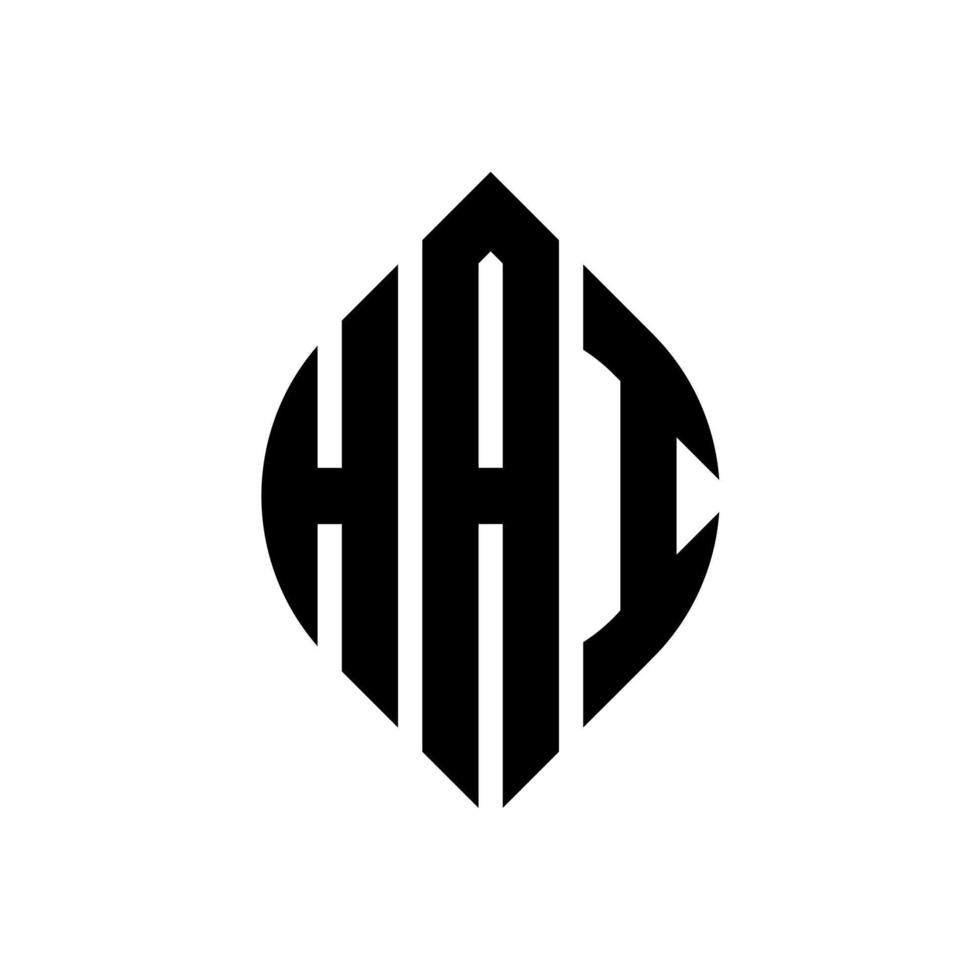 hai cirkel letter logo ontwerp met cirkel en ellipsvorm. hai ellipsletters met typografische stijl. de drie initialen vormen een cirkellogo. hai cirkel embleem abstracte monogram brief mark vector. vector