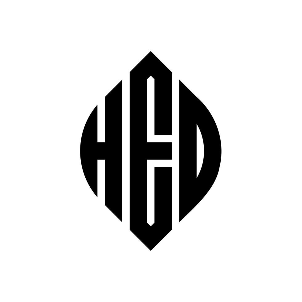 hed cirkel letter logo ontwerp met cirkel en ellipsvorm. hed ellipsletters met typografische stijl. de drie initialen vormen een cirkellogo. hed cirkel embleem abstracte monogram brief mark vector. vector