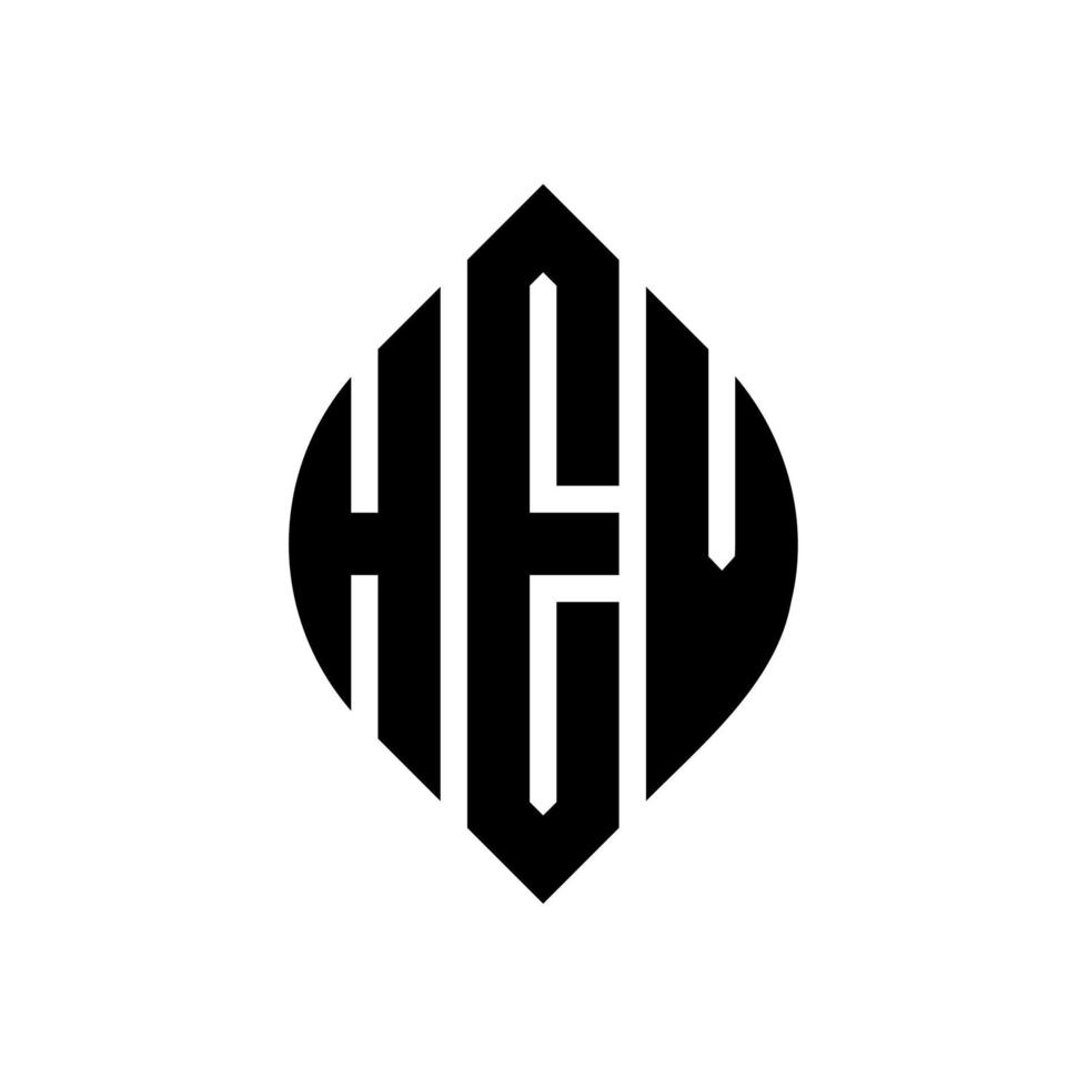 hev cirkel letter logo ontwerp met cirkel en ellipsvorm. hev ellipsletters met typografische stijl. de drie initialen vormen een cirkellogo. hev cirkel embleem abstracte monogram brief mark vector. vector