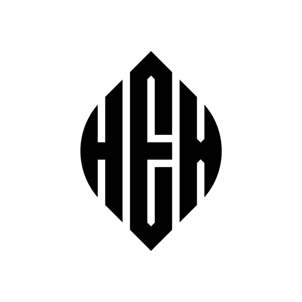 hex cirkel letter logo ontwerp met cirkel en ellipsvorm. hexadecimale ellipsletters met typografische stijl. de drie initialen vormen een cirkellogo. hex cirkel embleem abstracte monogram brief mark vector. vector