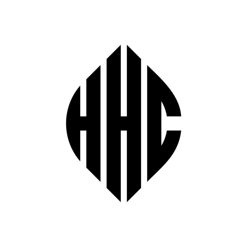 hhc cirkel letter logo ontwerp met cirkel en ellipsvorm. hhc ellipsletters met typografische stijl. de drie initialen vormen een cirkellogo. hhc cirkel embleem abstracte monogram brief mark vector. vector