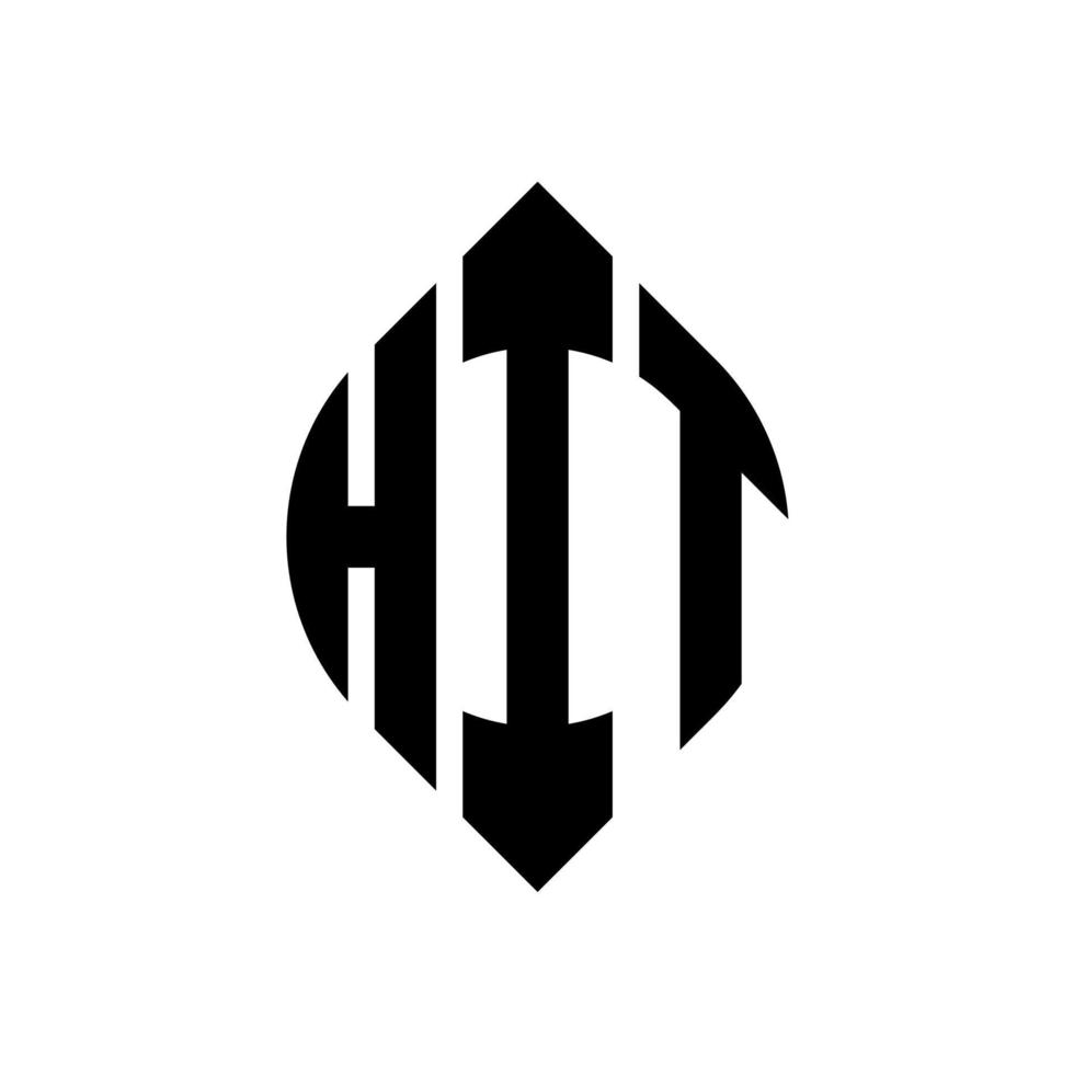 hit cirkel letter logo ontwerp met cirkel en ellipsvorm. raak ellipsletters met typografische stijl. de drie initialen vormen een cirkellogo. hit cirkel embleem abstracte monogram brief mark vector. vector