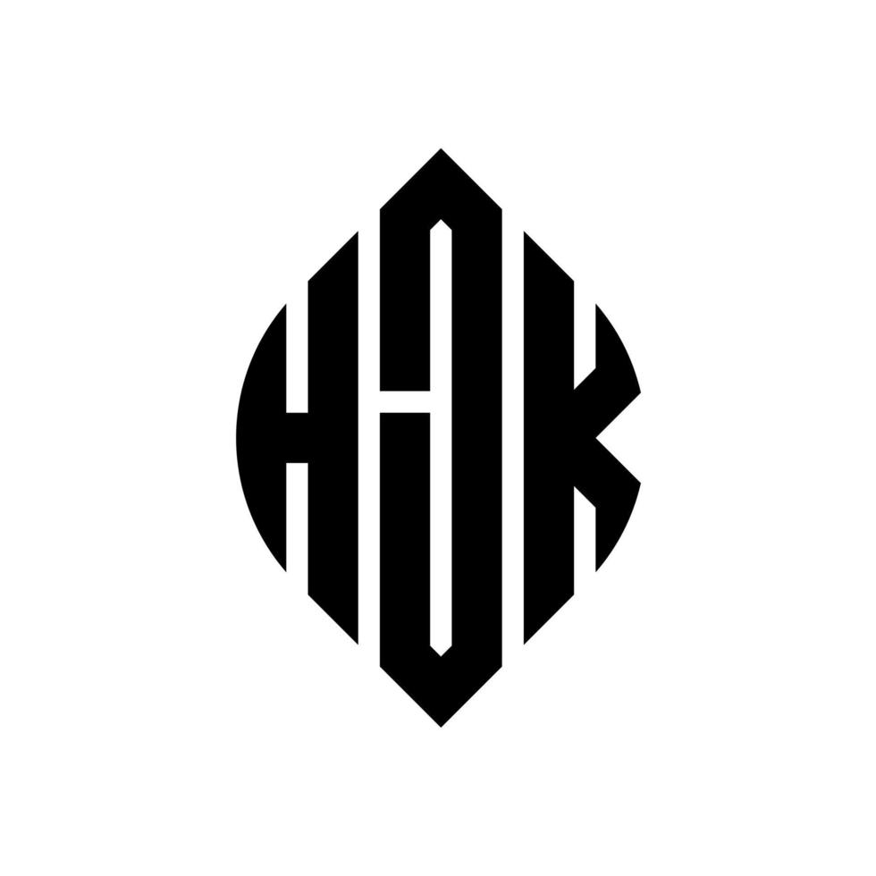 hjk cirkel letter logo ontwerp met cirkel en ellipsvorm. hjk ellipsletters met typografische stijl. de drie initialen vormen een cirkellogo. hjk cirkel embleem abstracte monogram brief mark vector. vector