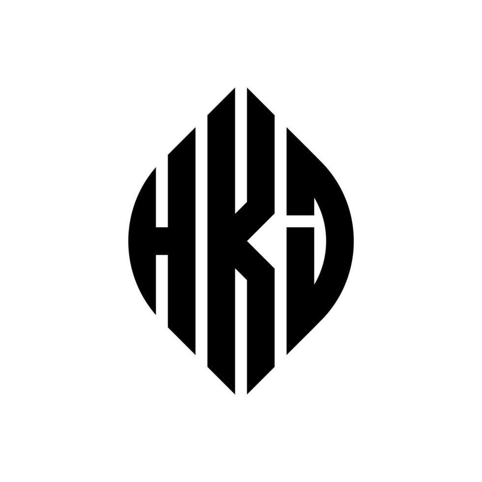 hkj cirkel letter logo ontwerp met cirkel en ellipsvorm. hkj ellipsletters met typografische stijl. de drie initialen vormen een cirkellogo. hkj cirkel embleem abstracte monogram brief mark vector. vector