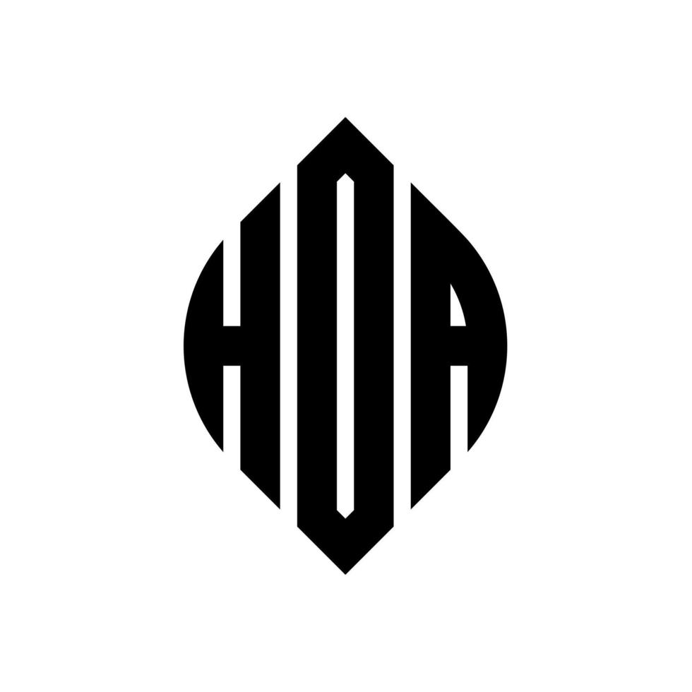 hoa cirkel letter logo ontwerp met cirkel en ellipsvorm. hoa ellipsletters met typografische stijl. de drie initialen vormen een cirkellogo. hoa cirkel embleem abstracte monogram brief mark vector. vector
